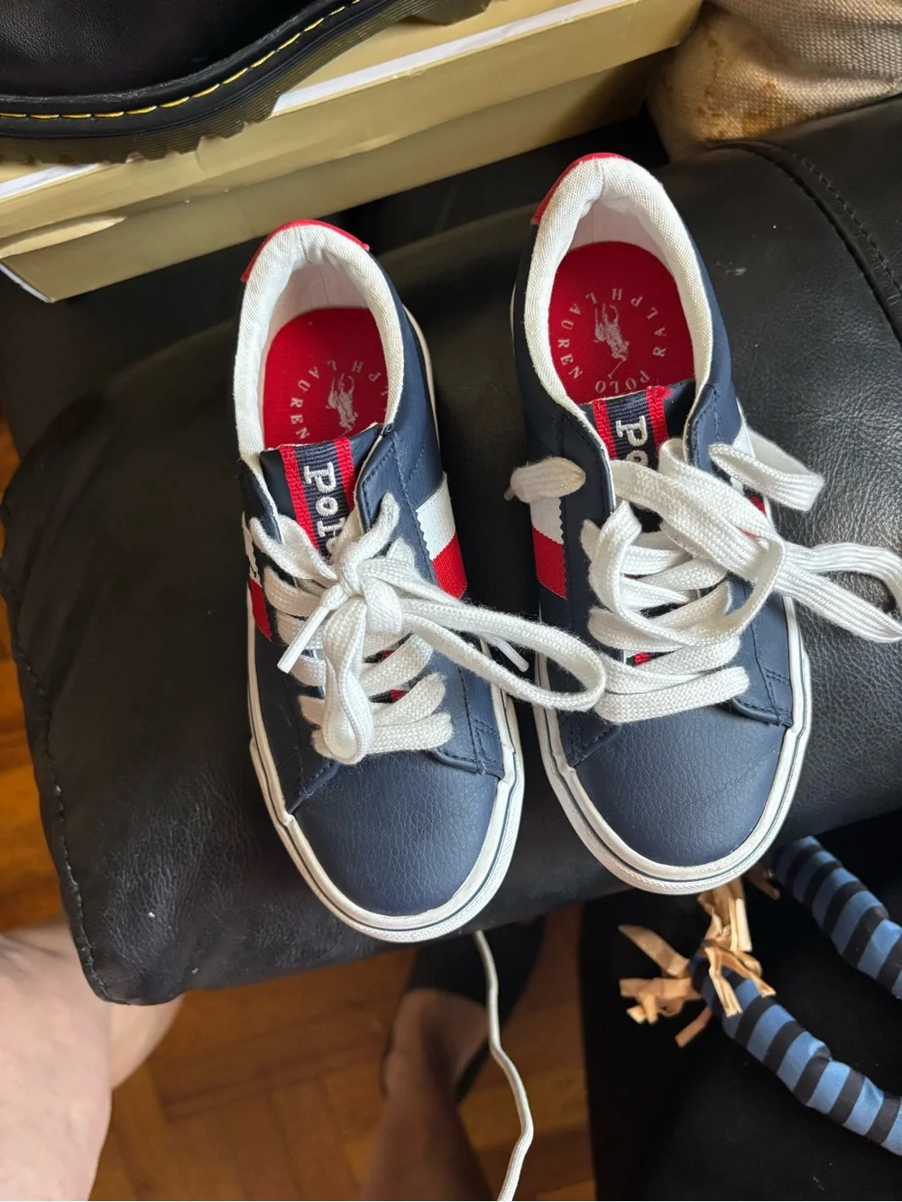 Ralph Lauren Navy, White & Red Kids Sneakers